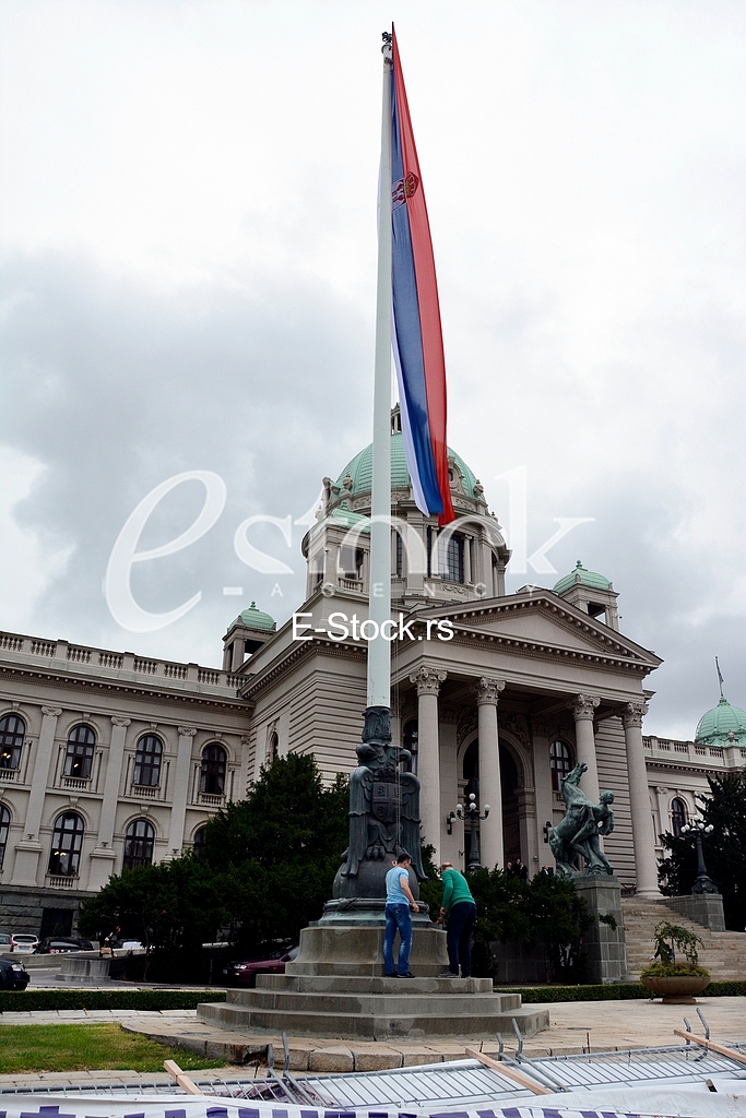 Destroyed banners in front of the Federal Parliament