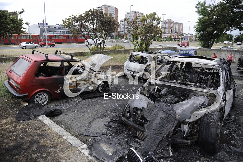 Burned cars
