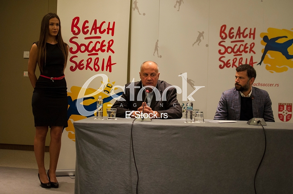 Beach soccer Serbia press conference, Milos Pantelic, Mateja Kezman