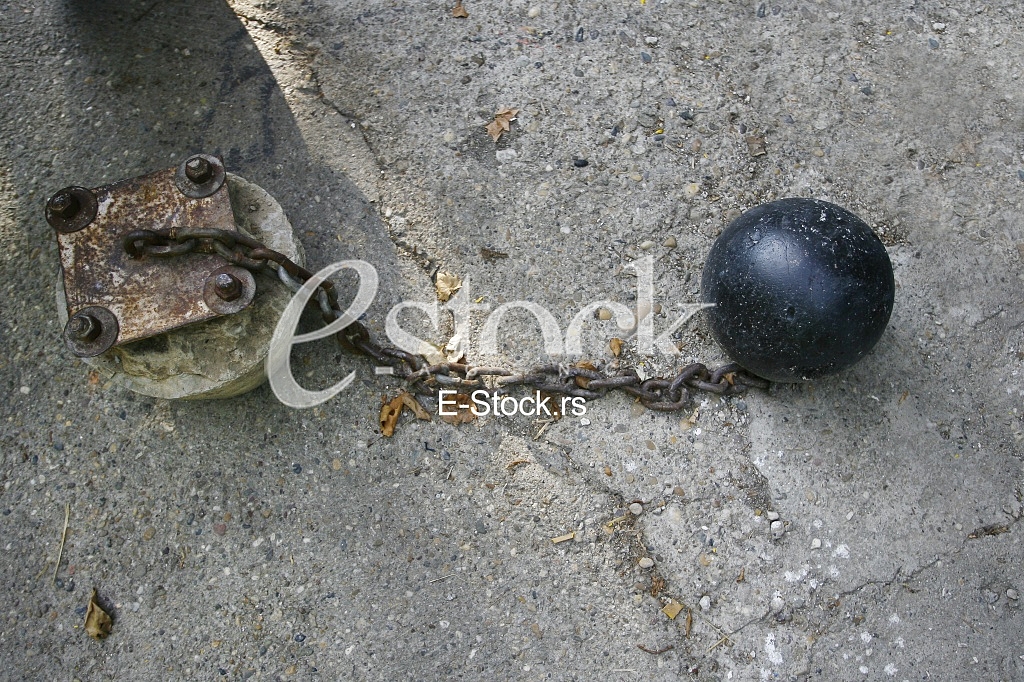 iron ball with chain and shackle