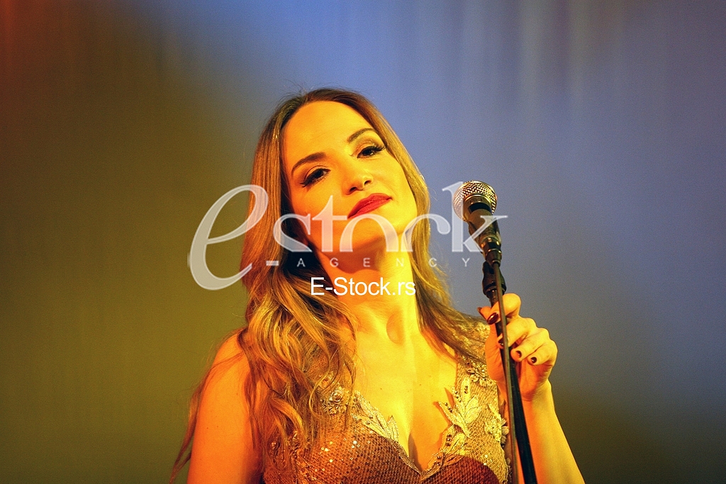 Pop singer Jelena Tomasevic on stage in Smederevo