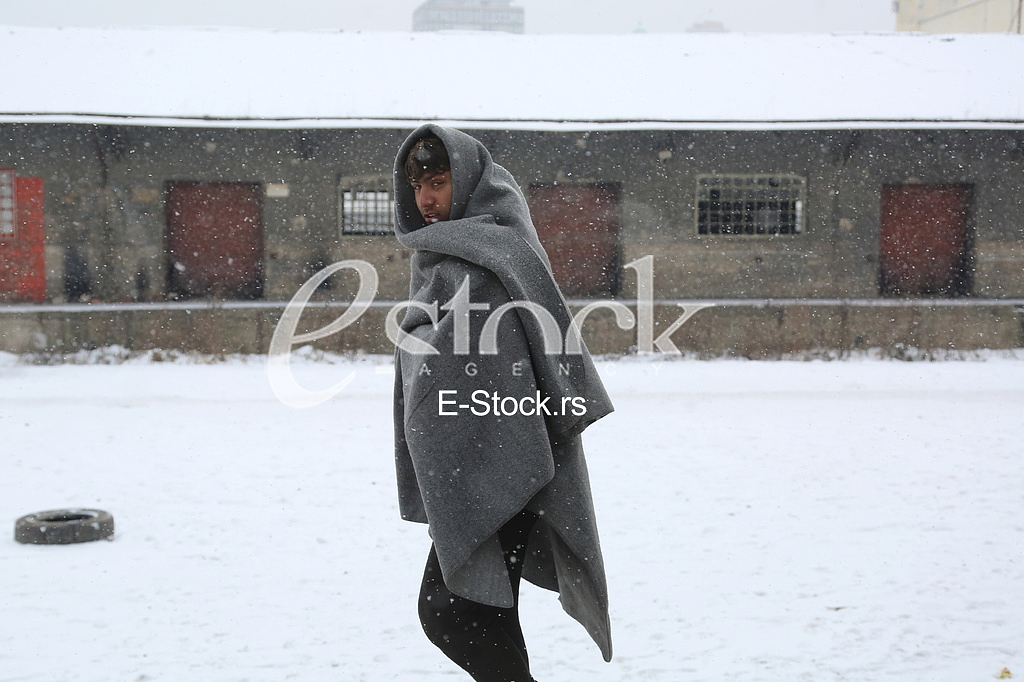 Migrants in Belgrade during winter