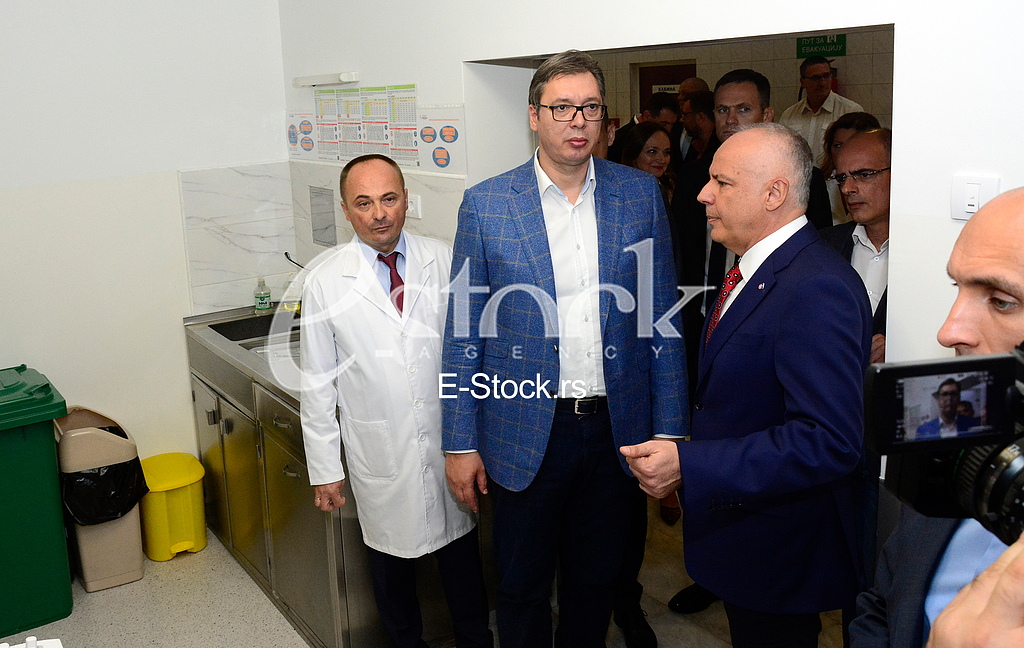  president of Serbia Aleksandar Vucic visiting the children's clinic in Tirsova Street