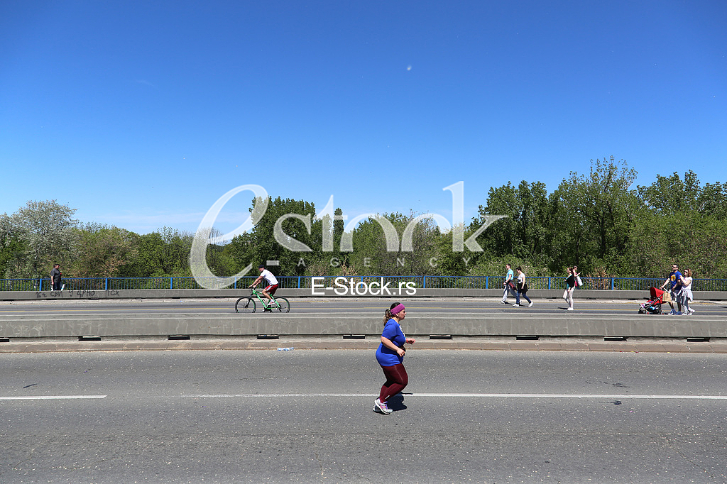 People in open street at 29th Belgrade marathon