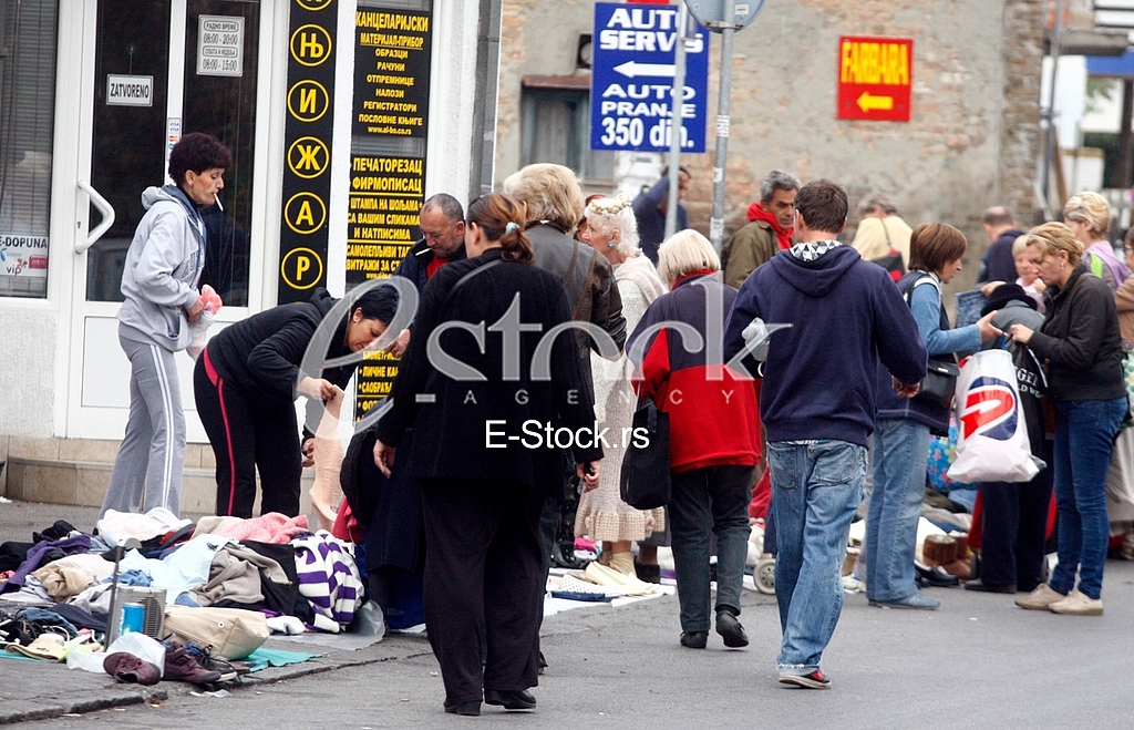 The flea market, open market, street Prvomajska, Zemun, illegal flea market, selling all kinds of things, old things, used thing