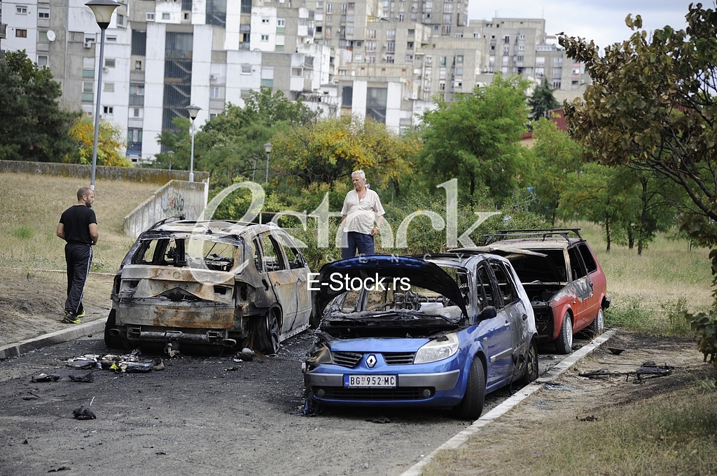 Burned cars
