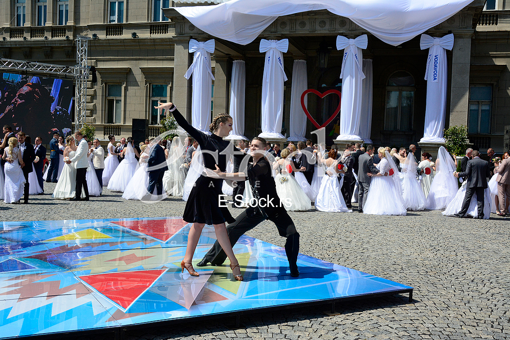group wedding in front of City Assembly
