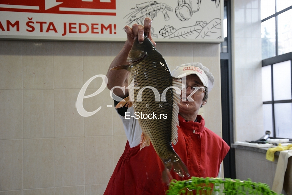 Preparing fish for eating.