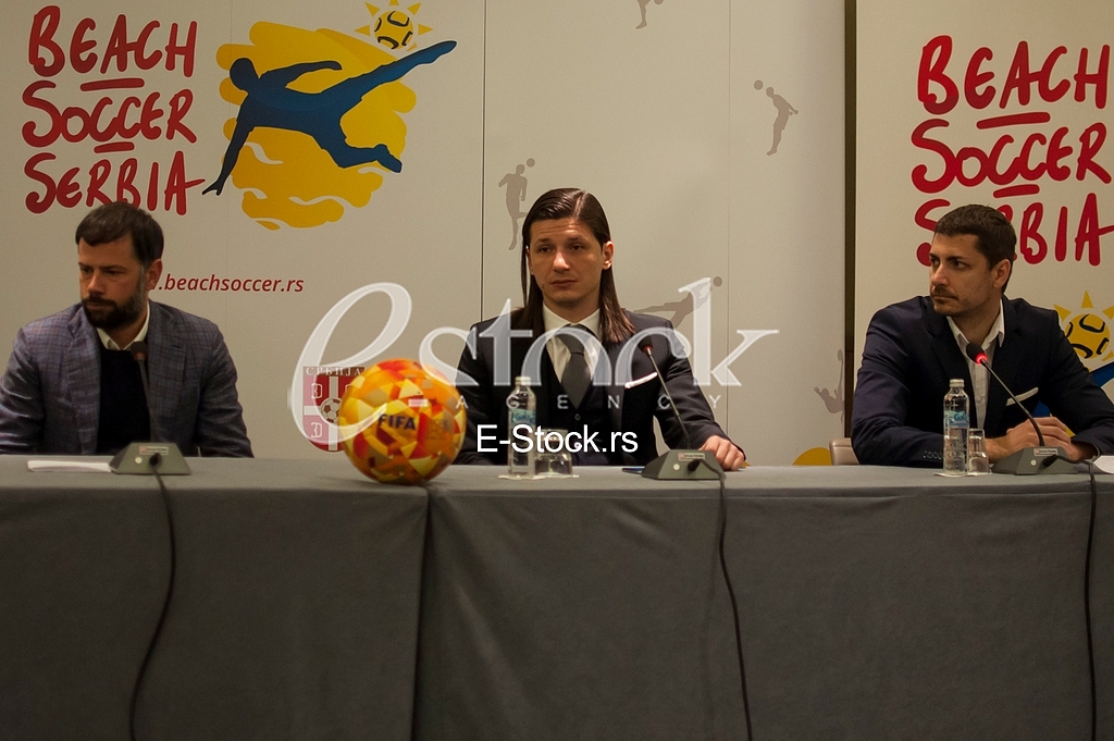 Beach soccer Serbia press conference, Milos Pantelic, Mateja Kezman