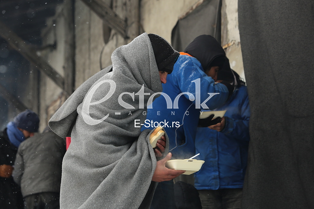 Migrants in Belgrade during winter