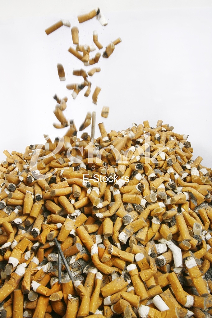 Many smoked cigarette in the crowd of
