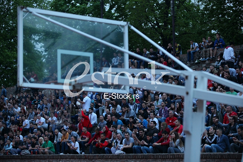 Basketball Euroleague 2016.Red Star vs Cedevita in Croatia in Zagreb.Video beam Watching,
Kalemegdan park in Belgrade. 




