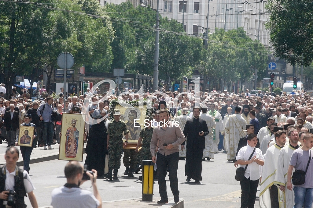Ortodox church procession Belgrade Spasovdan