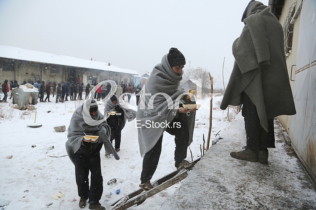 Migrants in Belgrade during winter