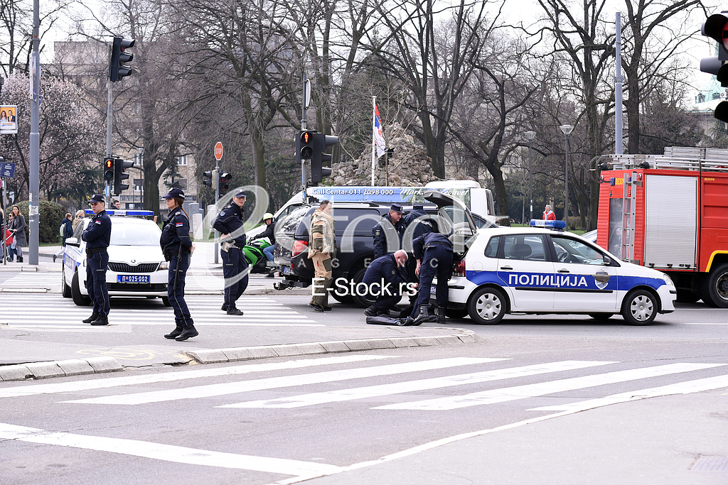 Bomb in front of the assembly.