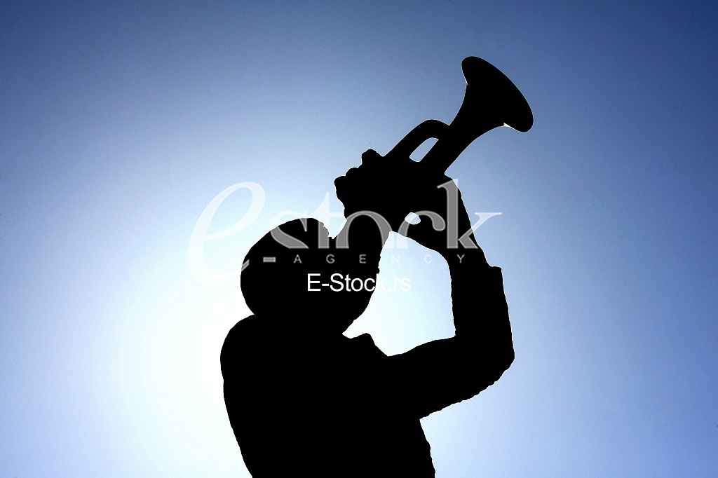 silhouette of the monument in Guca trumpet