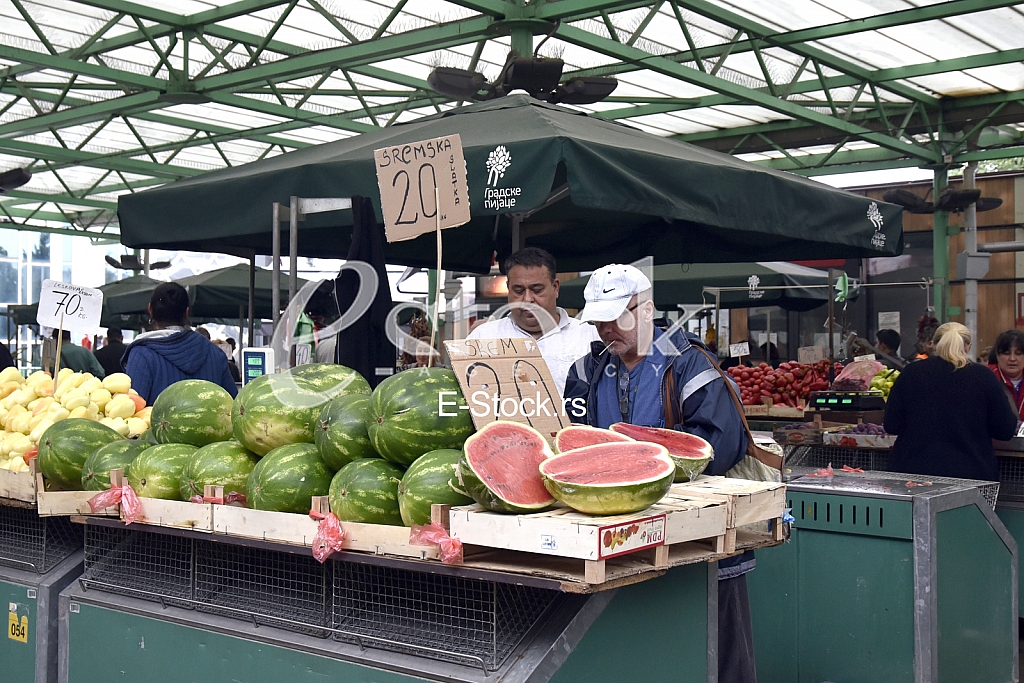 Watermelon on the market.



