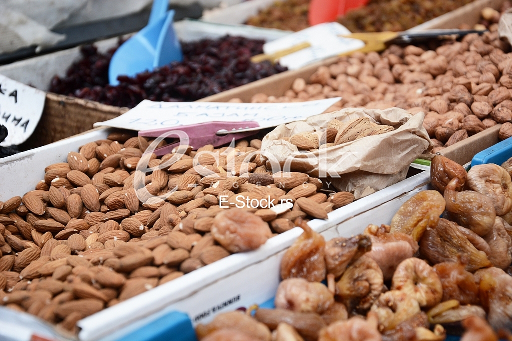 Selling food in the market.