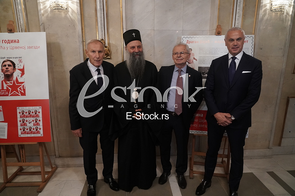 Dragan Dzajic, patrijarh Porfirije, Svetozar Mijailovic i Zvezdan Terzic