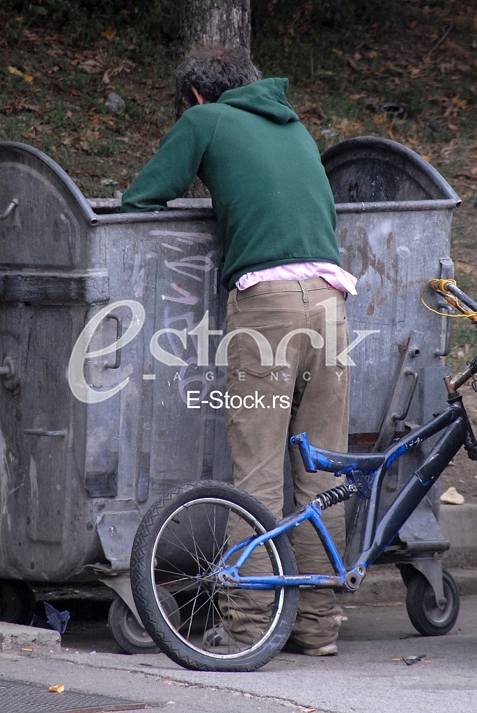 A man collects recyclable materials 