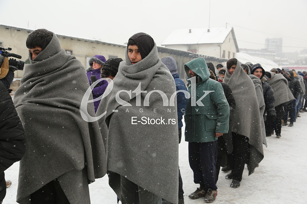 Migrants in Belgrade during winter