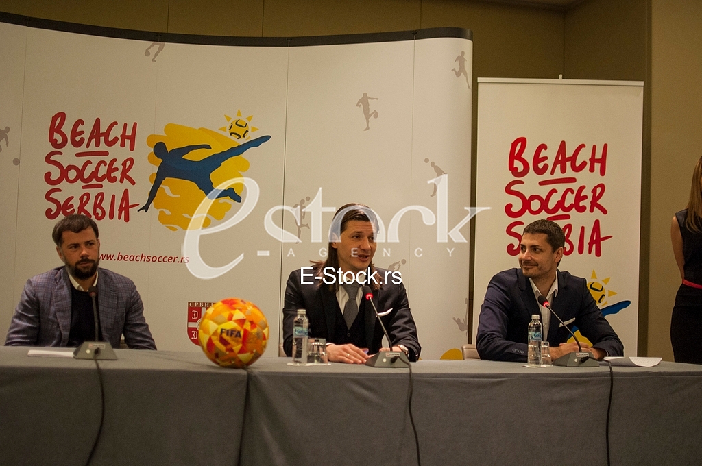 Beach soccer Serbia press conference, Milos Pantelic, Mateja Kezman