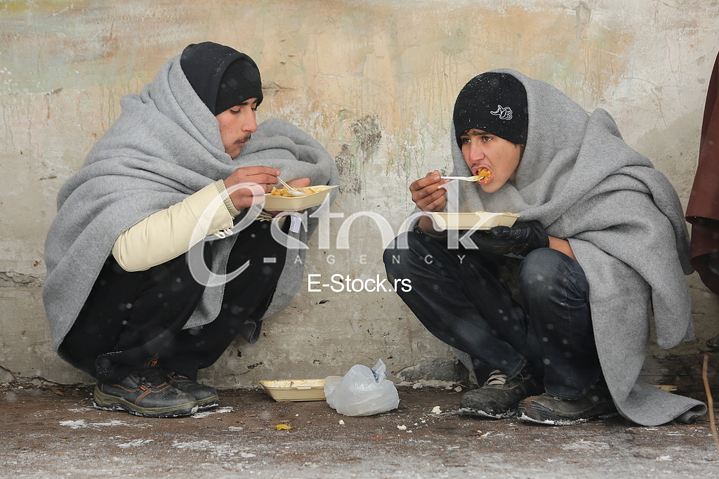 Migrants in Belgrade during winter