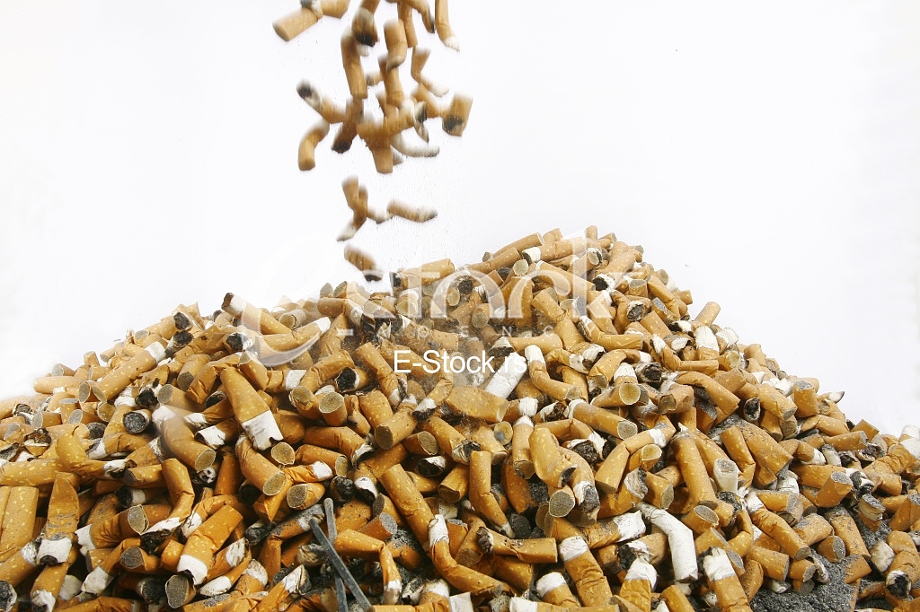 Many smoked cigarette in the crowd of