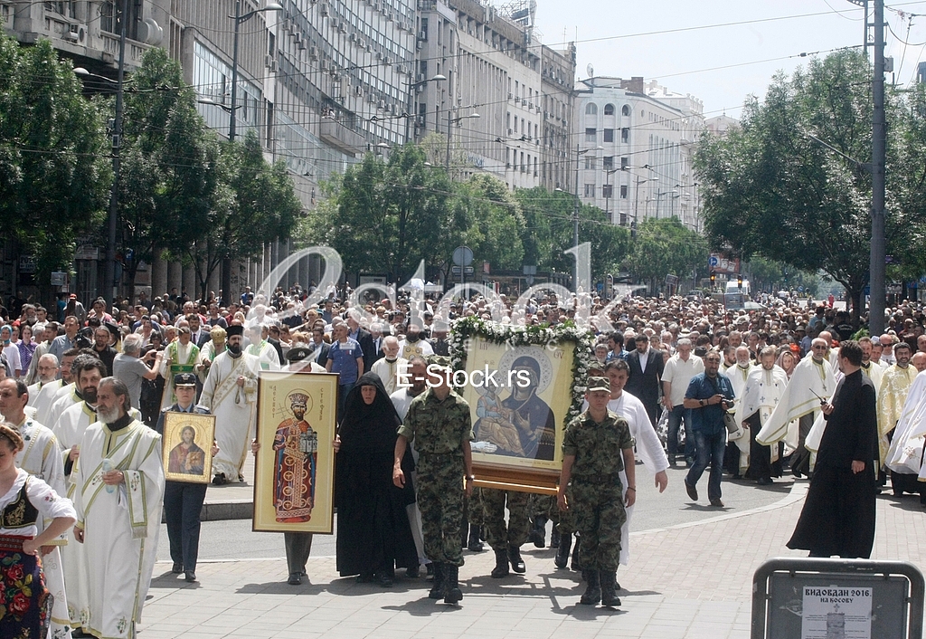 Ortodox church procession Belgrade Spasovdan