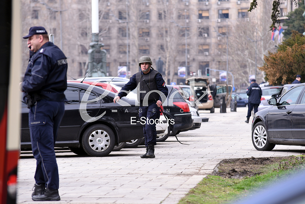 Bomb in front of the assembly.