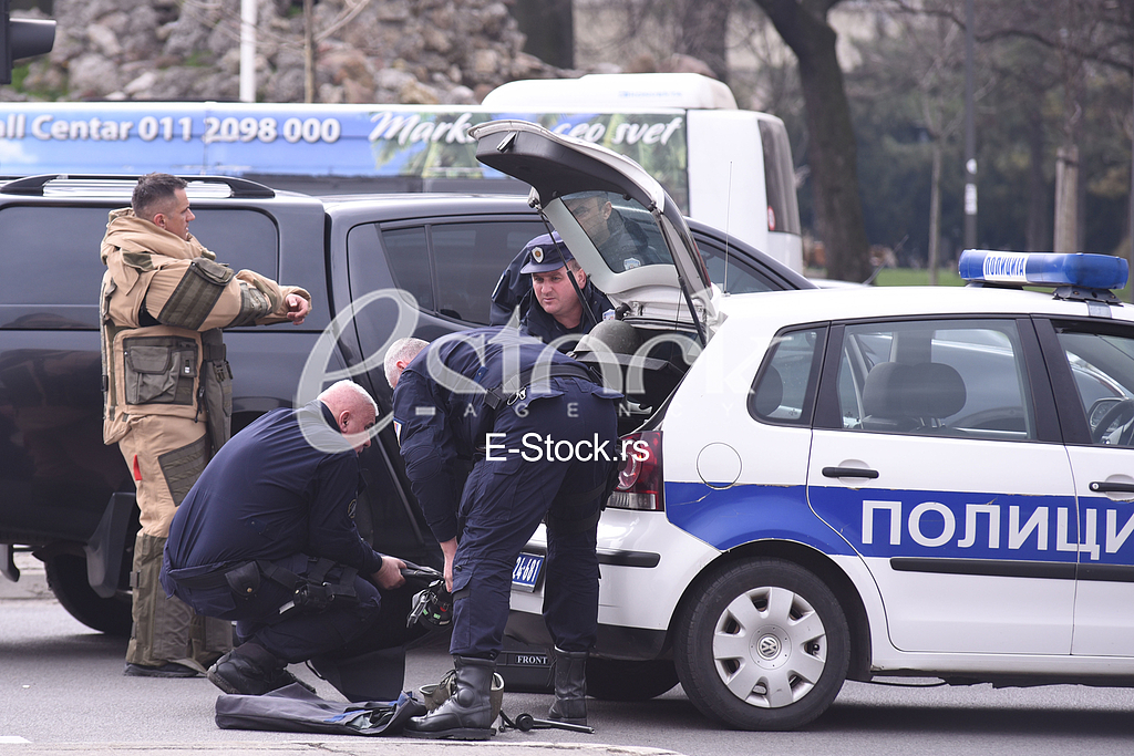 Bomb in front of the assembly.