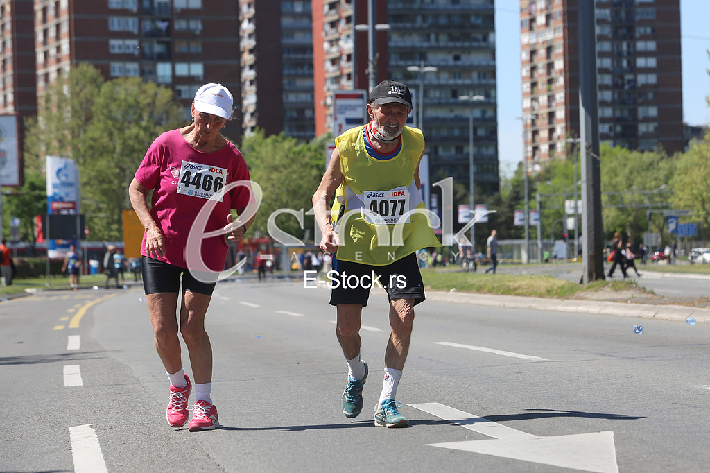 Older man and woman runners at 29th Belgrade marathon