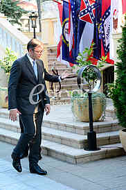 US ambassador Kyle Scott with his  guests to the celebration of Independence Day In the American residence