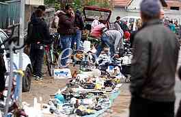 The flea market, open market, street Prvomajska, Zemun, illegal flea market, selling all kinds of things, old things, used thing