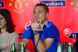 press conference at the restaurant Novak, The extension of cooperation between Eurobank Serbia and Manchester United FC, Nemanja Vidic