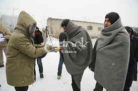 Migrants in Belgrade during winter