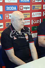 Aleksandar Djordjevic selector and coach of basketball team of Serbia at a press conference at the Basketball Federation of Serbia, Belgrade