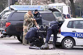 Bomb in front of the assembly.
