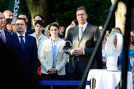US ambassador Kyle Scott with his  guests to the celebration of Independence Day In the American residence