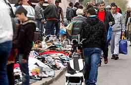 The flea market, open market, street Prvomajska, Zemun, illegal flea market, selling all kinds of things, old things, used thing