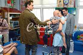 actor Milos Bikovic spending time with children at the Department of Oncology