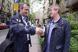 Postman gives pensions residents of Belgrade.