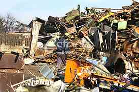 Loads of metal waste on the junkyard , to be recycled