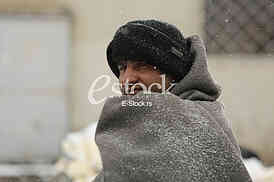 Migrants in Belgrade during winter