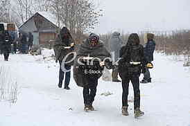 Migrants in Belgrade during winter