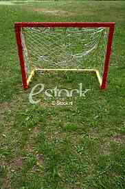 Abandoned soccer field with metal goal Small Soccer Goal On Grass