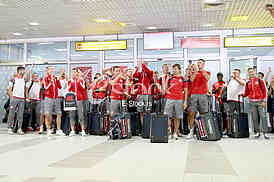 The arrival of the Red Star players 