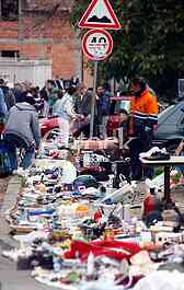 The flea market, open market, street Prvomajska, Zemun, illegal flea market, selling all kinds of things, old things, used thing