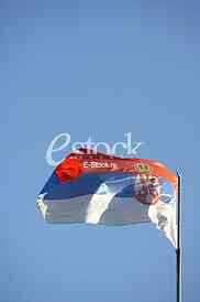 Serbian flag waving in wind