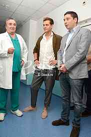 actor Milos Bikovic spending time with children at the Department of Oncology